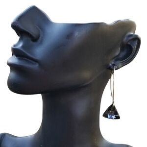 STERLING SILVER & FLOATING SWAROVSKI CRYSTAL DROP HOOK EARRINGS